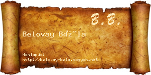 Belovay Béla névjegykártya